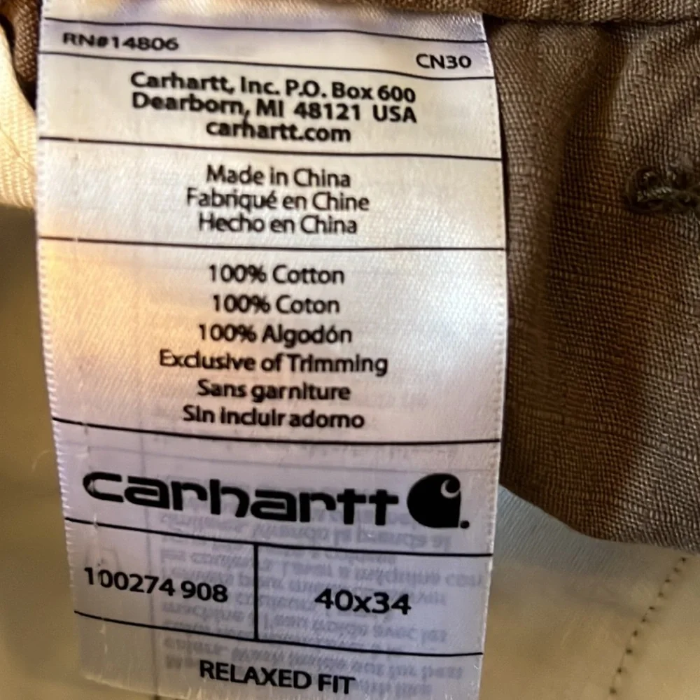 Carhartt Men Khaki Chino Brown Pants - Picture 8 of 9